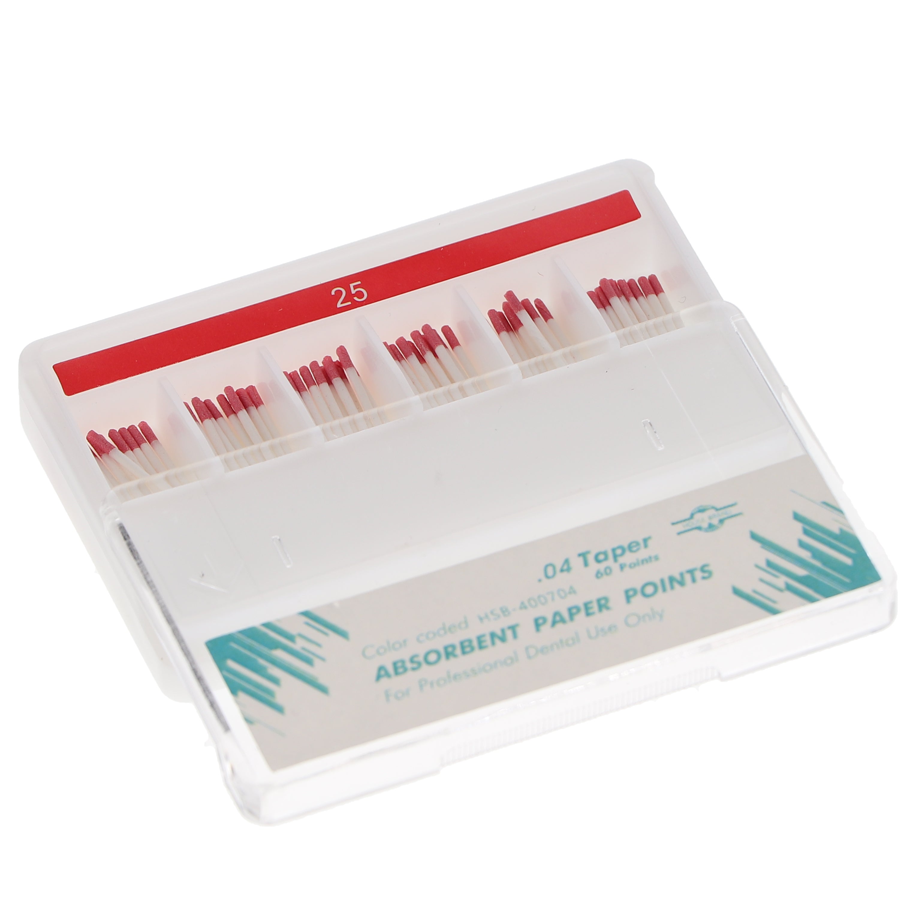 House Brand Dentistry 400704 HSB Absorbent Paper Points .04 Taper #25 60/Pk House Brand Dentistry 400704 HSB Absorbent Paper Points .04 Taper #25 60/Pk